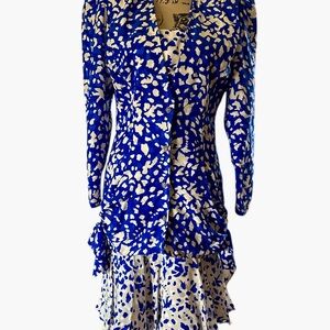 Blue and White Patterned Dress